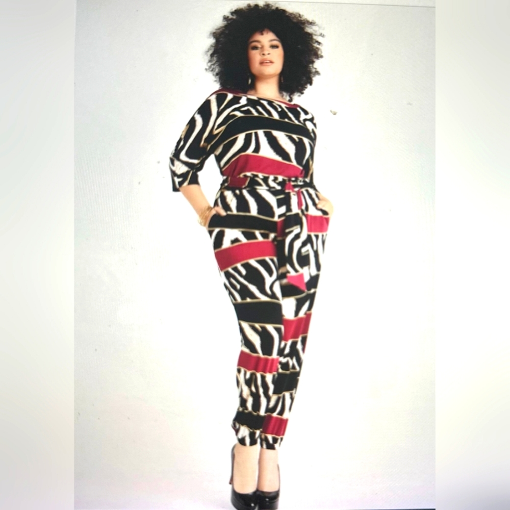 Ashley Stewart animal print jumpsuit (5-6x)